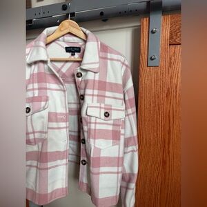 Love Tree Pink and White Plaid Utility Jacket